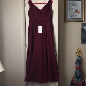 Burgundy chiffon floor length dress